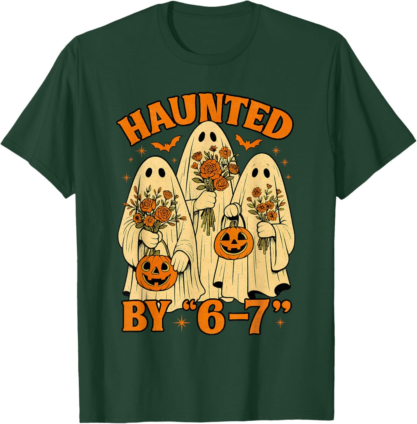 67 Meme Trendy Ghost Halloween Funny Six Seven Gen Alpha Z T-Shirt - T-Shirt | Forest
