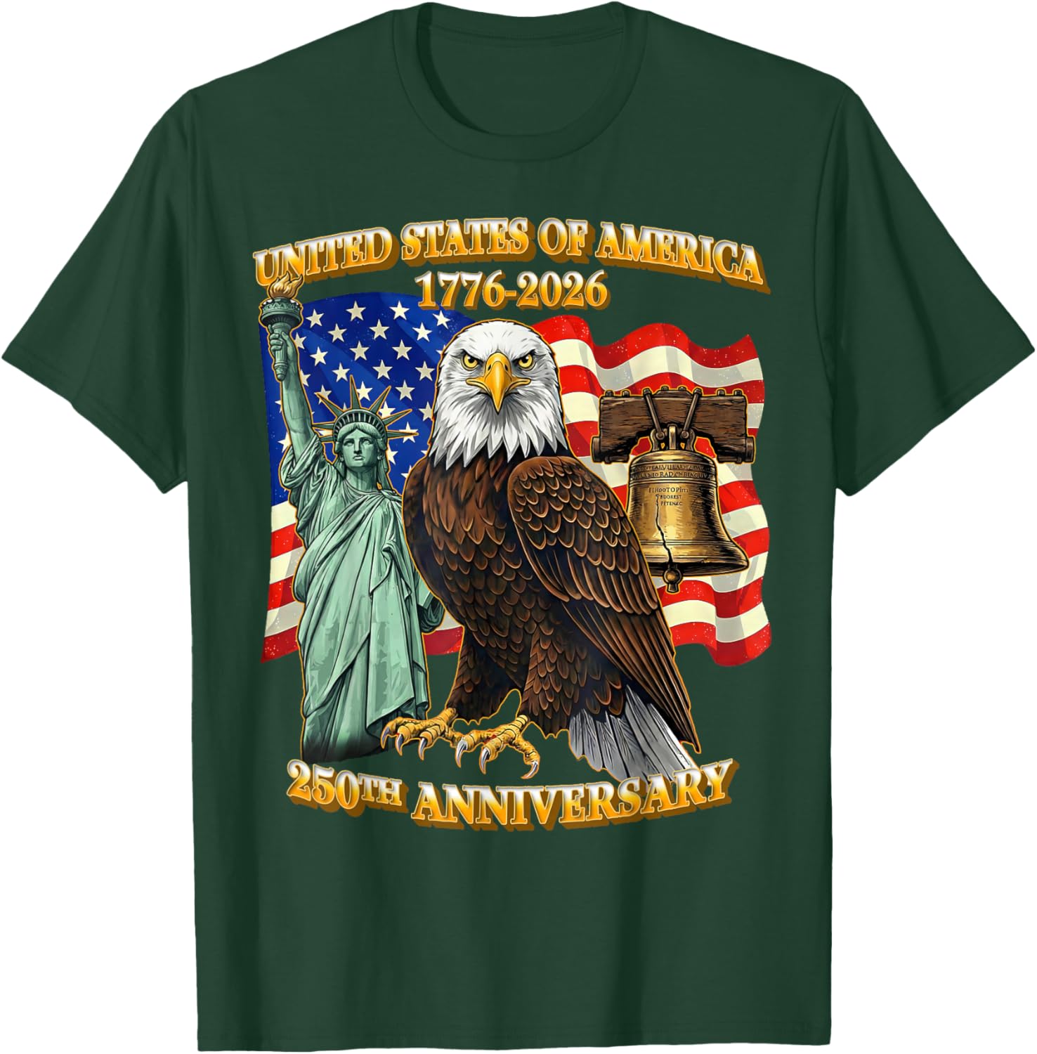 250 Anniversary USA 250th American Flag Patriotic 250 Years T-Shirt - T-Shirt | Forest