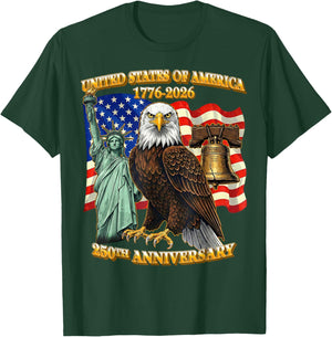 250 Anniversary USA 250th American Flag Patriotic 250 Years T-Shirt - T-Shirt | Forest