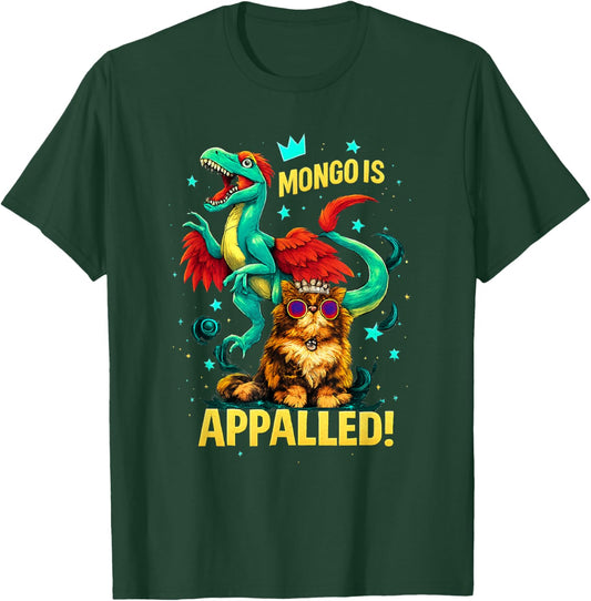 Vintage Mongo is Appalled, Princess Cat Riding Dinosaur T-Shirt - T-Shirt | Forest