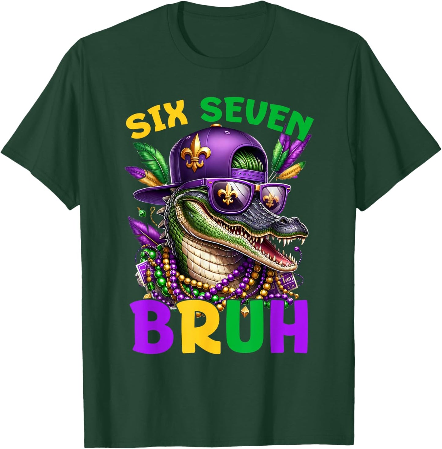 Mardi Gras Six Seven Bruh Mardigator Alligator 6 7 Meme Boys T-Shirt - T-Shirt | Forest