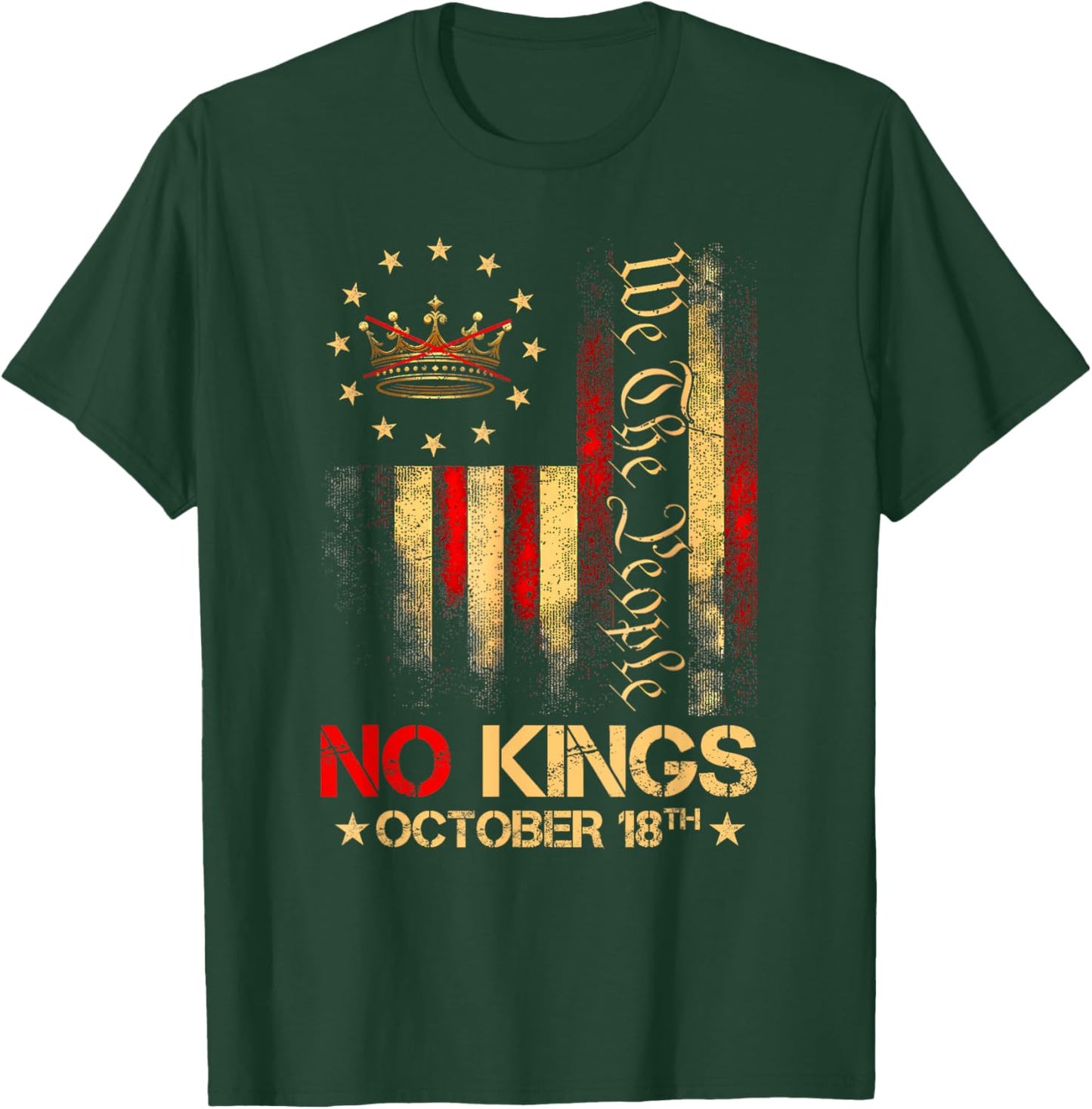 No Kings Shirt Vintage America Flag 1776 October 18 T-Shirt - T-Shirt | Forest