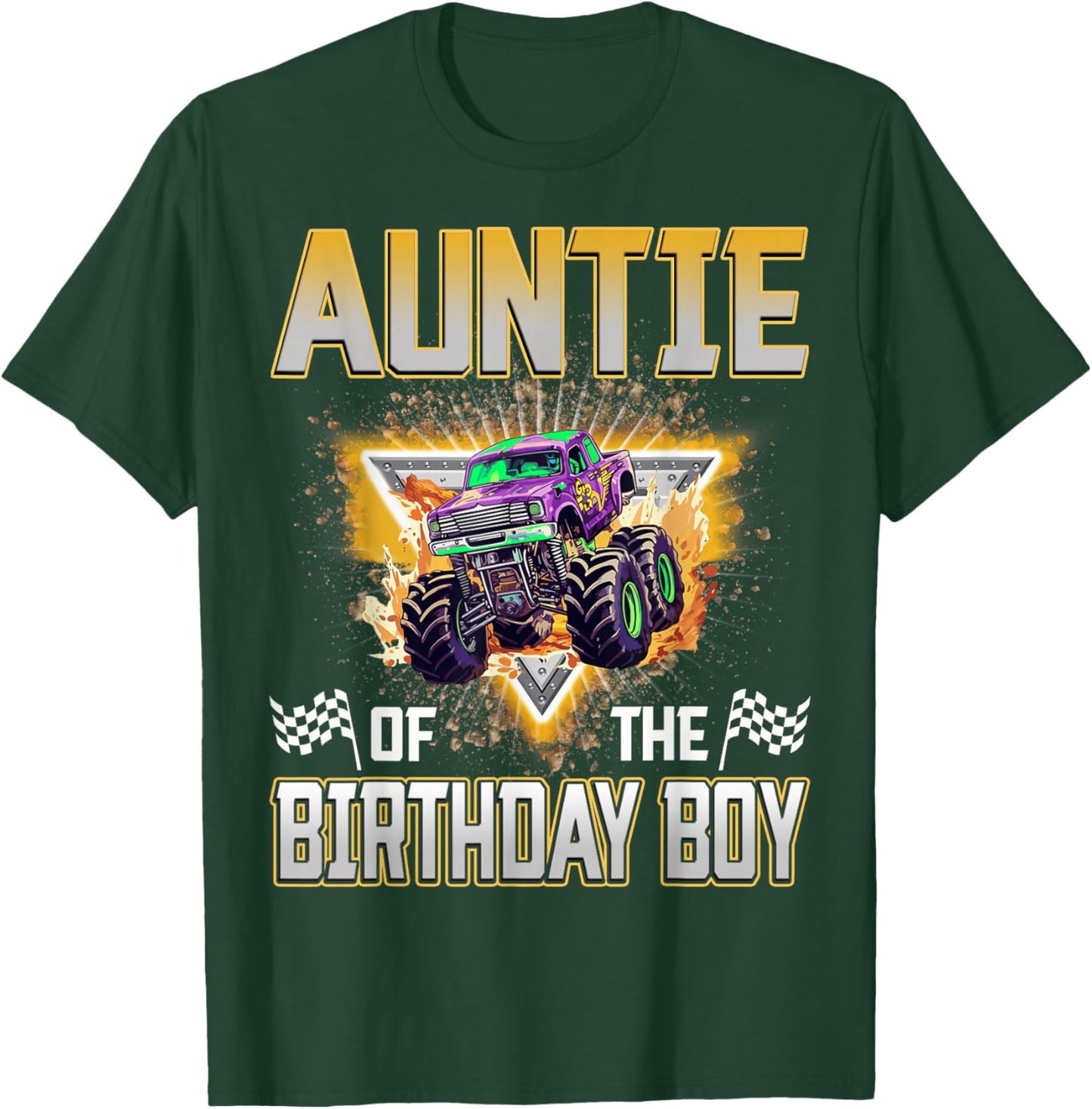 Auntie of The Birthday Boy Monster Truck Birthday Family T-Shirt - T-Shirt | Forest