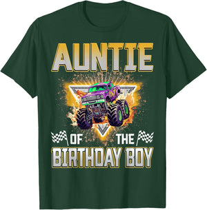 Auntie of The Birthday Boy Monster Truck Birthday Family T-Shirt - T-Shirt | Forest