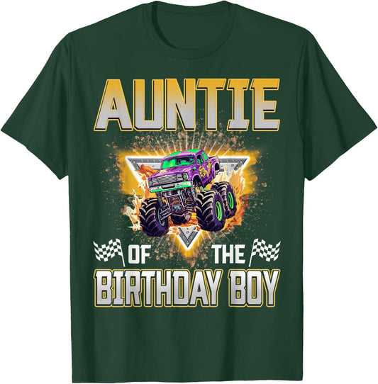 Auntie of The Birthday Boy Monster Truck Birthday Family T-Shirt - T-Shirt | Forest