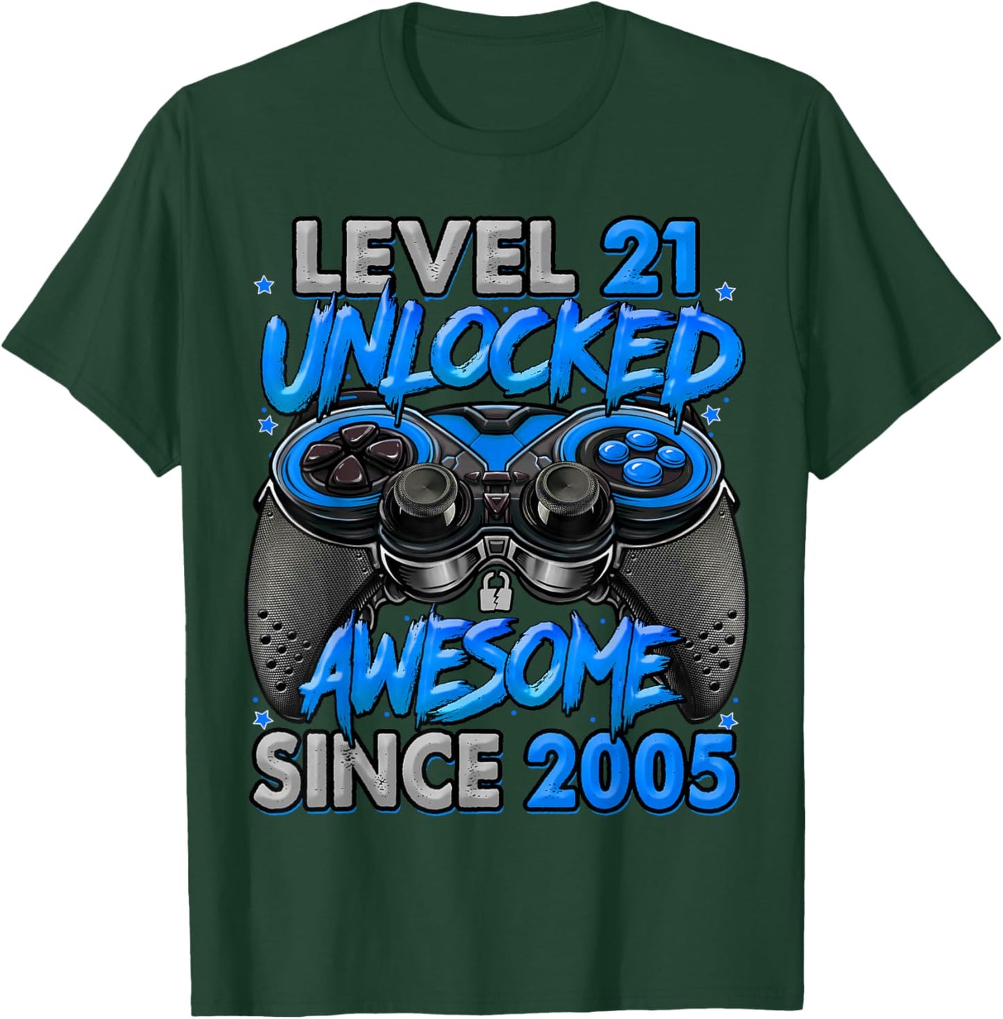 Level 21 Unlocked Awesome Since 2005 21st Birthday Gaming T-Shirt - T-Shirt | Forest