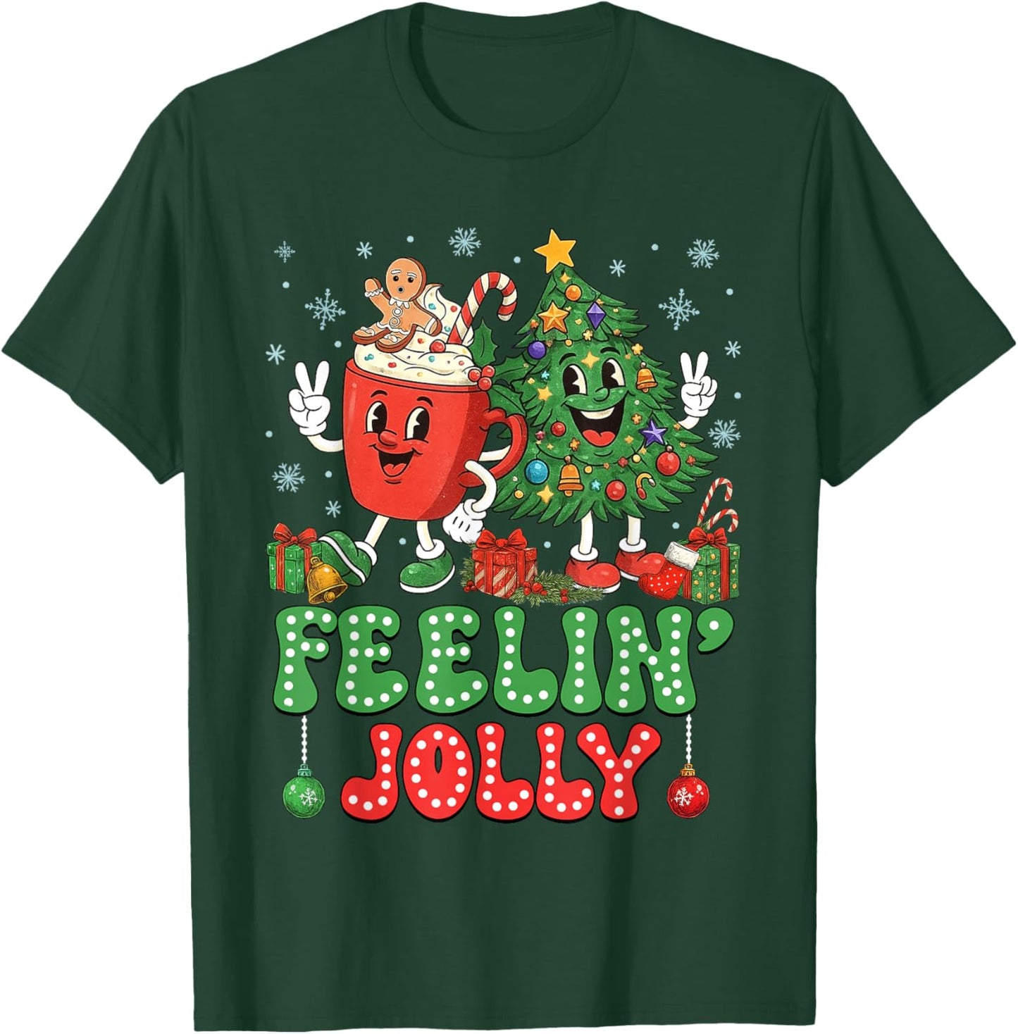 Retro Christmas Feeling Jolly Xmas Tree Coffee Latte Kids T-Shirt - T-Shirt | Forest