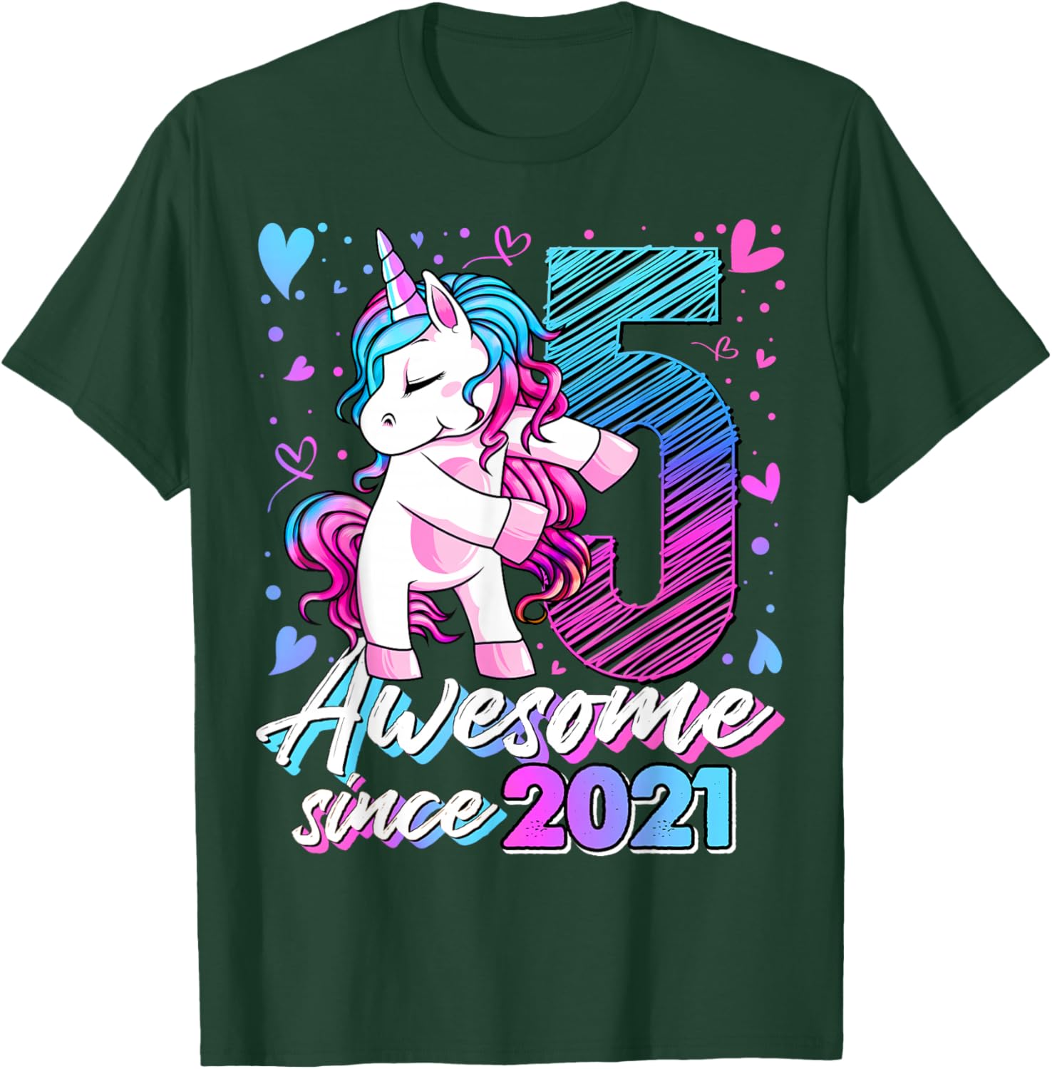 5th Birthday Shirt Girl 5 Year Old Gifts 5 Birthday Girl T-Shirt - T-Shirt | Forest