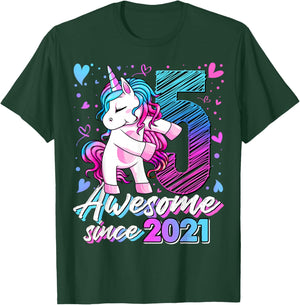 5th Birthday Shirt Girl 5 Year Old Gifts 5 Birthday Girl T-Shirt - T-Shirt | Forest