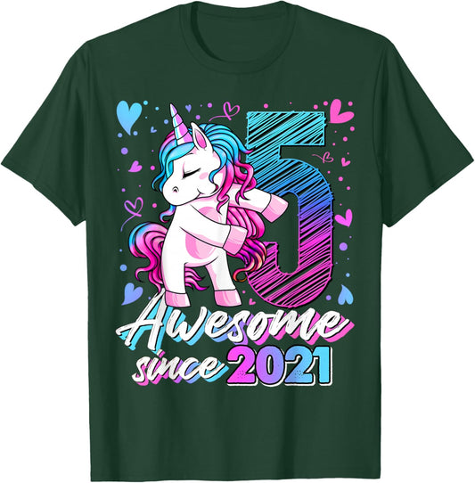 5th Birthday Shirt Girl 5 Year Old Gifts 5 Birthday Girl T-Shirt - T-Shirt | Forest