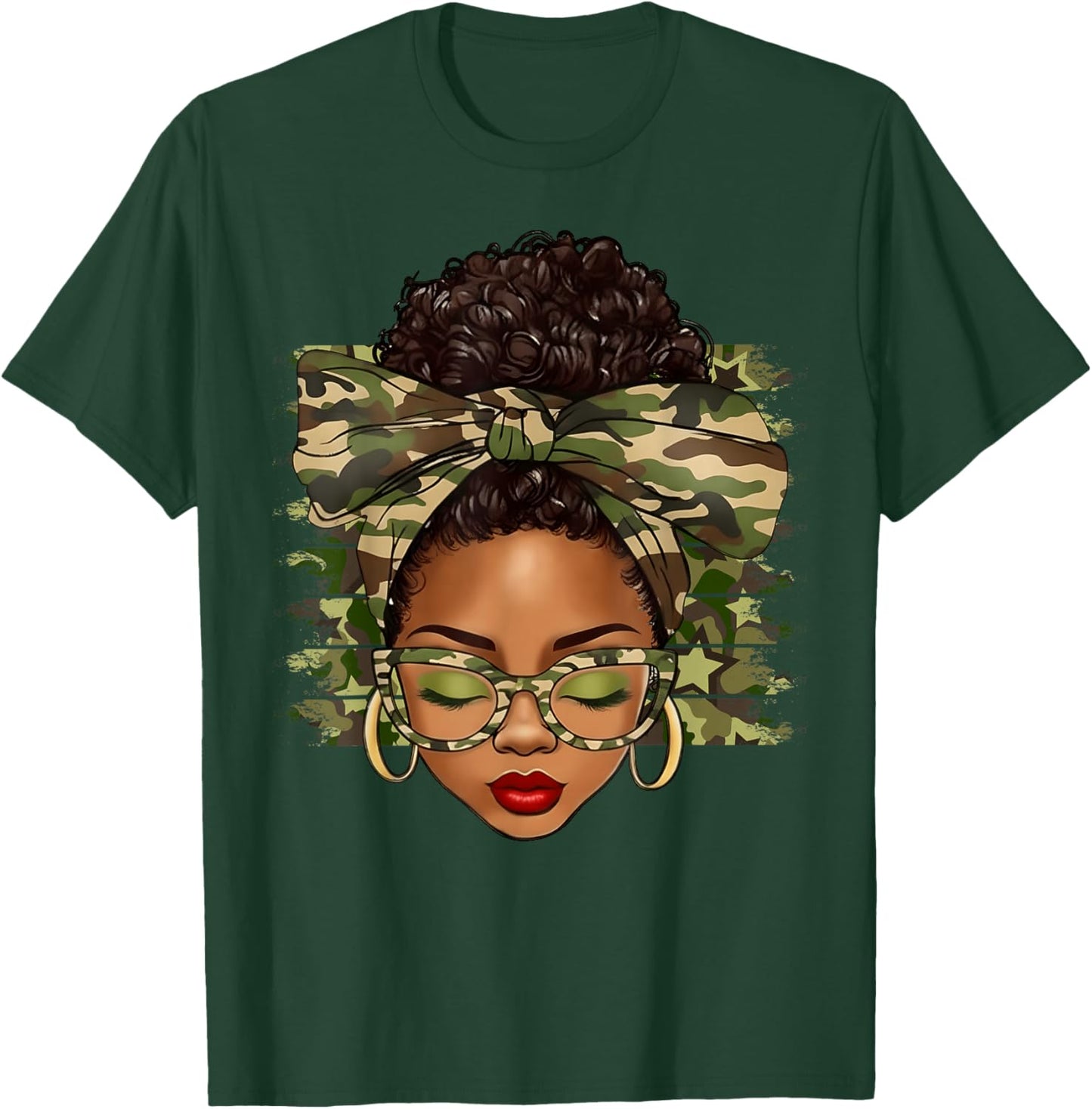 Black History Month Afro Black Women Camo African Pride T-Shirt - T-Shirt | Forest