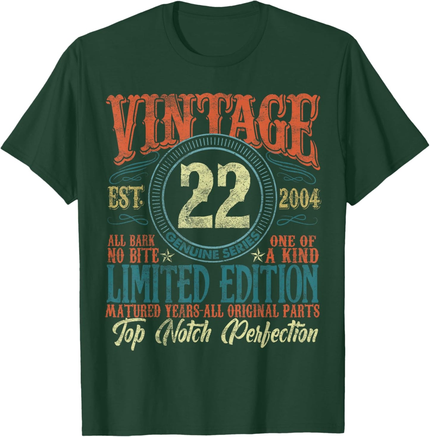 22 Year Old Gifts Vintage 2004 Limited Edition 22nd Birthday T-Shirt - T-Shirt | Forest