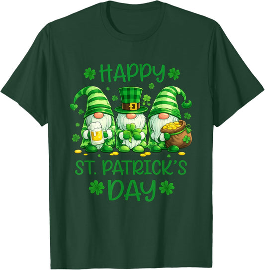 Happy St. Patrick’s Day Cute Gnomes Irish Shamrock T-Shirt - T-Shirt | Forest