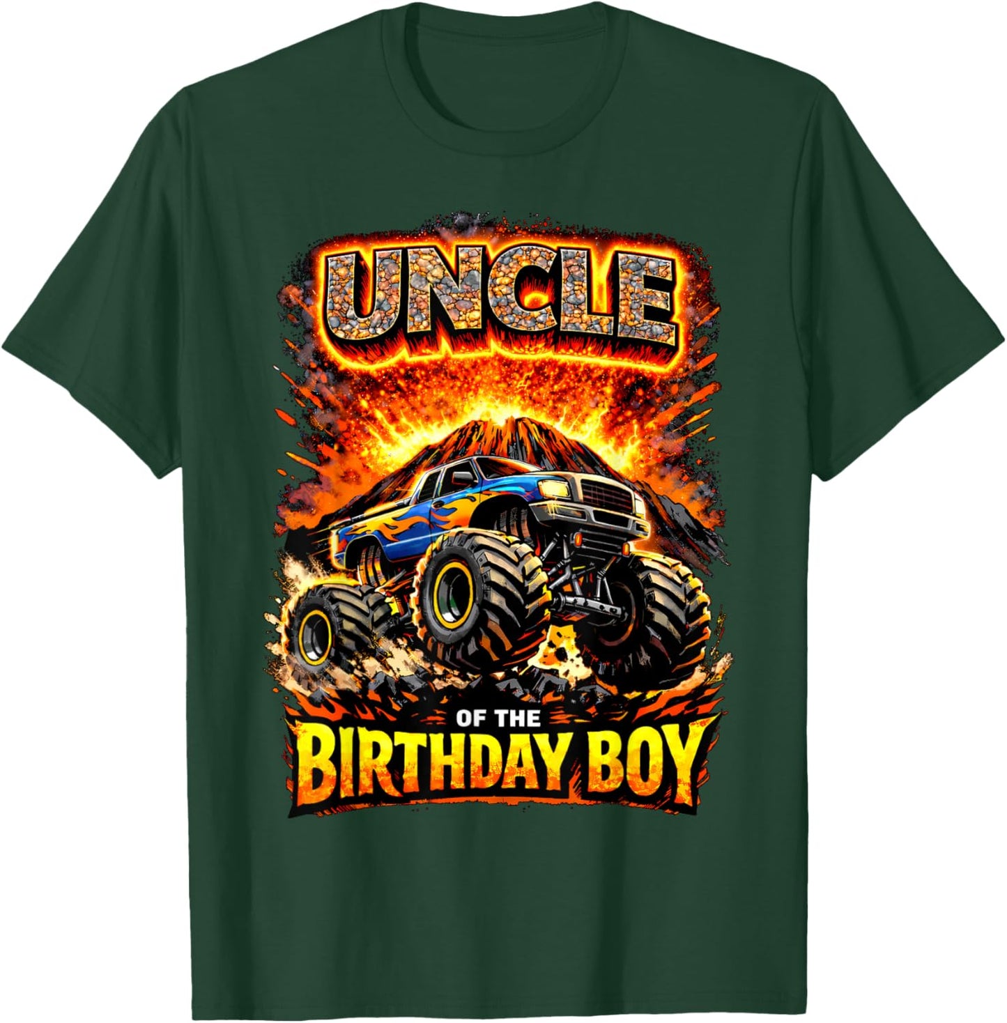 Uncle of The Birthday Boy Monster Truck Birthday Party T-Shirt - T-Shirt | Forest