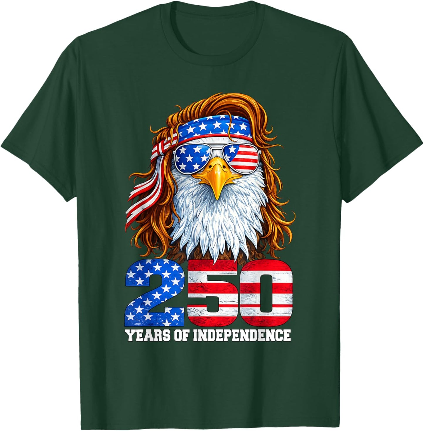 4th July American Flag Eagle Vintage 250 Years 1776 2026 T-Shirt - T-Shirt | Forest