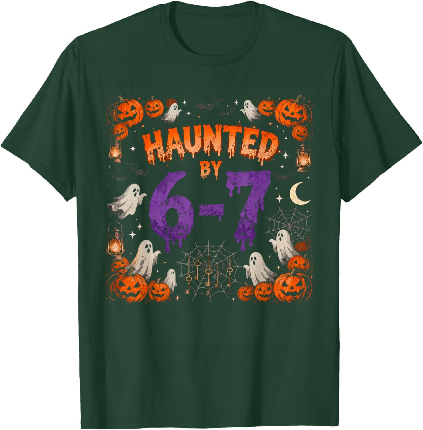 Funny Haunted by 67 Halloween Ghost Pumpkin Six Seven Meme T-Shirt - T-Shirt | Forest