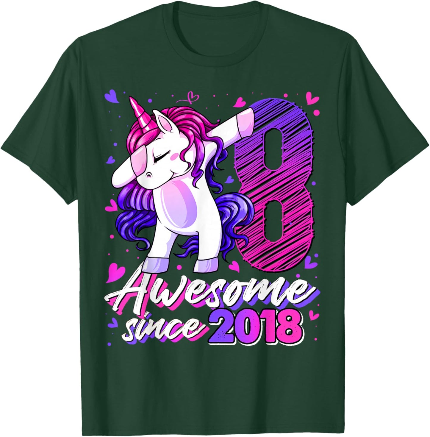 8th Birthday Shirt Girl 8 Year Old Gifts 8 Birthday Girl T-Shirt - T-Shirt | Forest