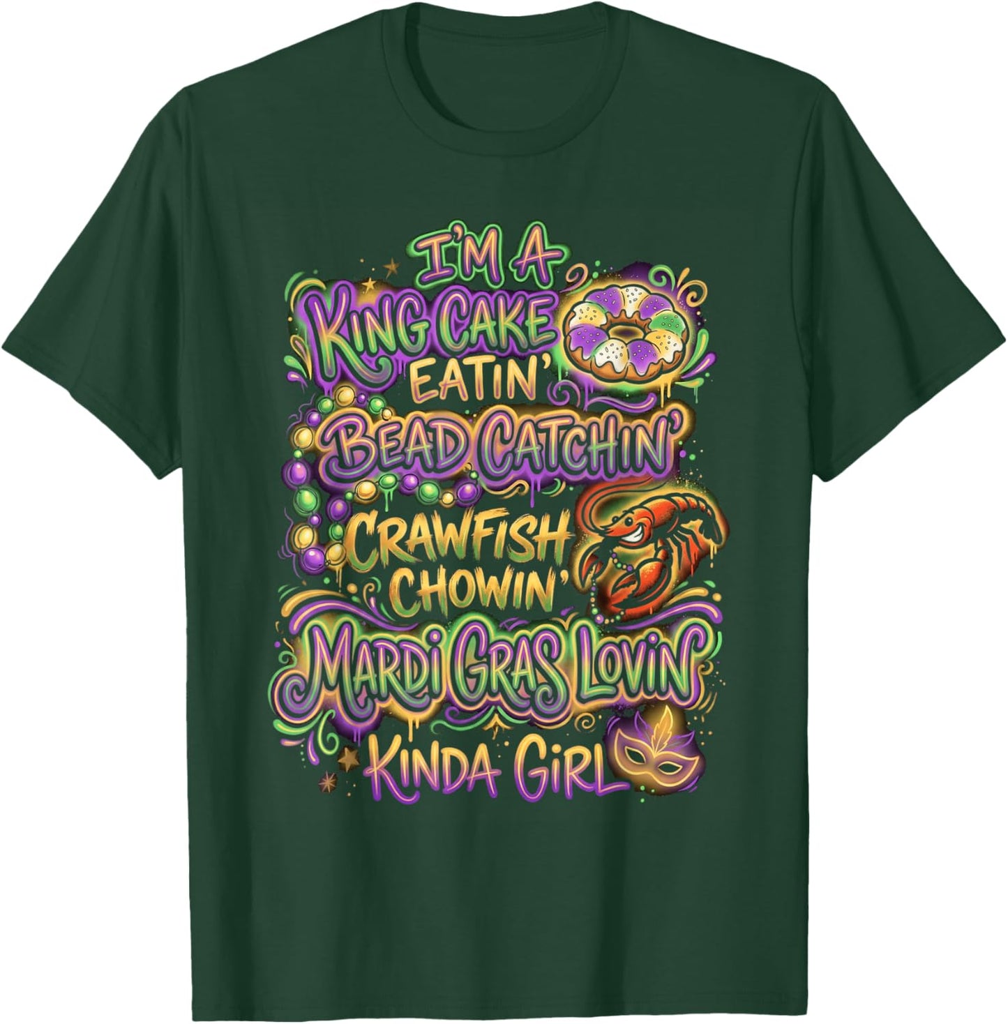 Beads Crawfish Parade Carnival T-Shirt - T-Shirt | Forest
