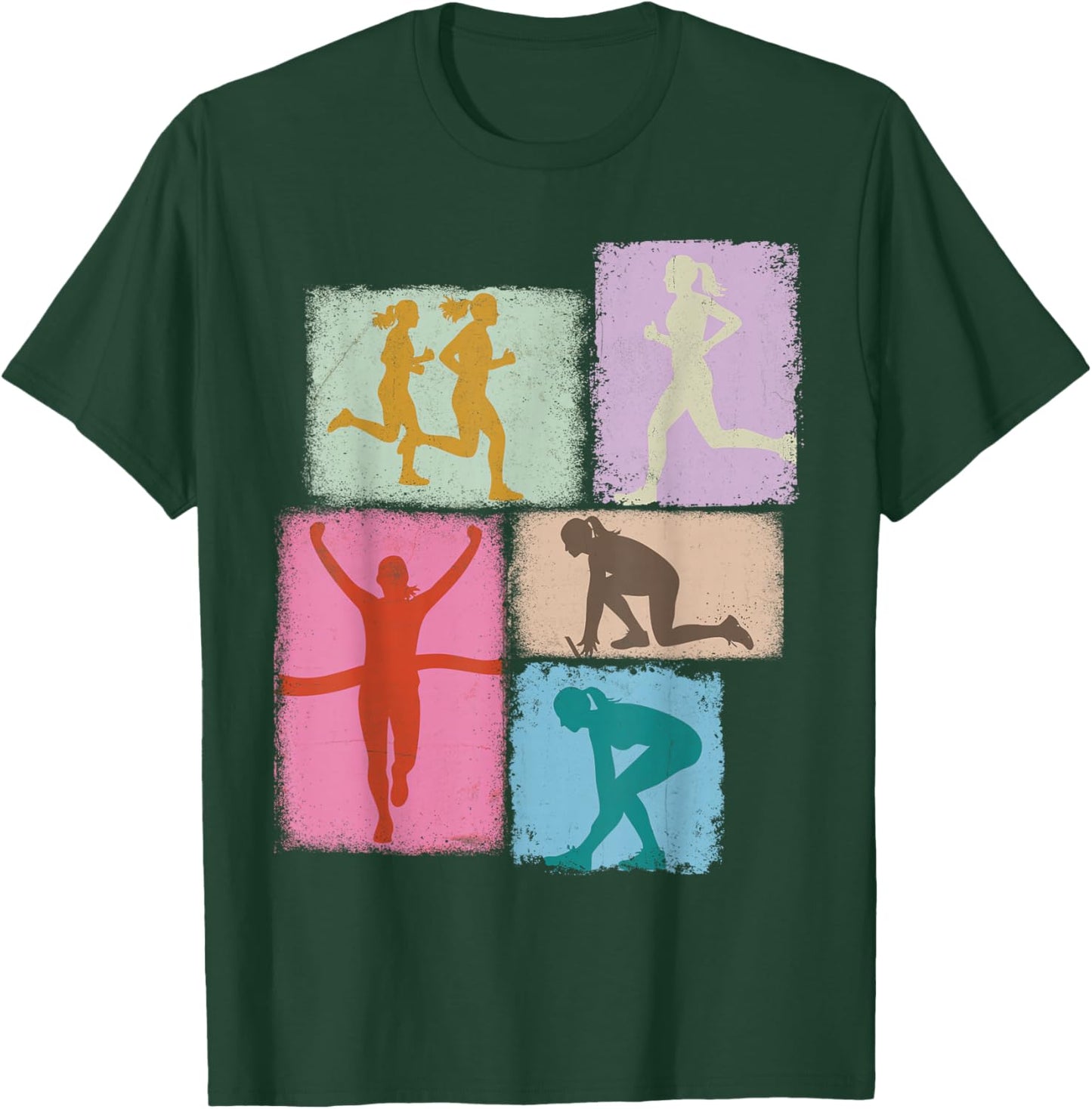 Running Collage Runner Women Coach Marathoner Run Mom T-Shirt - T-Shirt | Forest