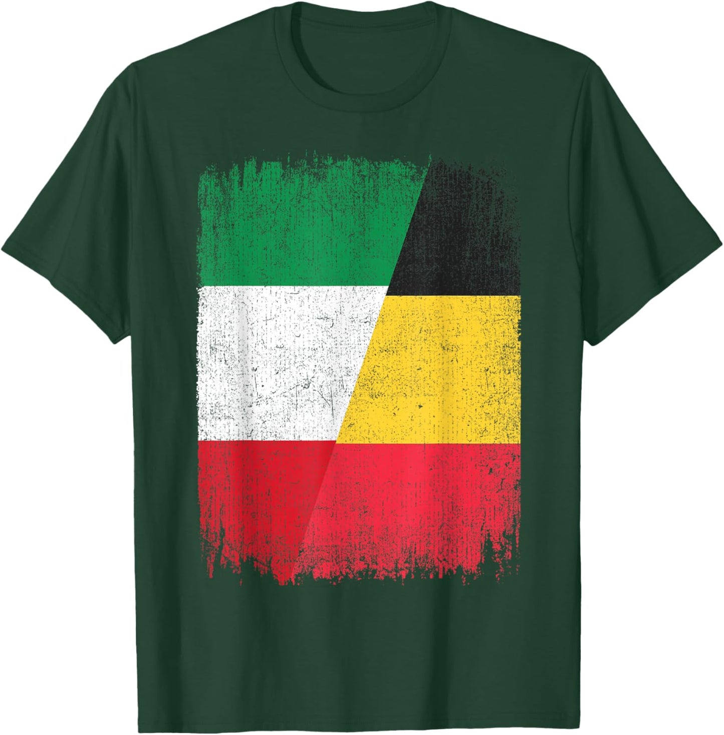 Half Italy Belgium Flag Italian Belgian Pride Roots T-Shirt - T-Shirt | Forest