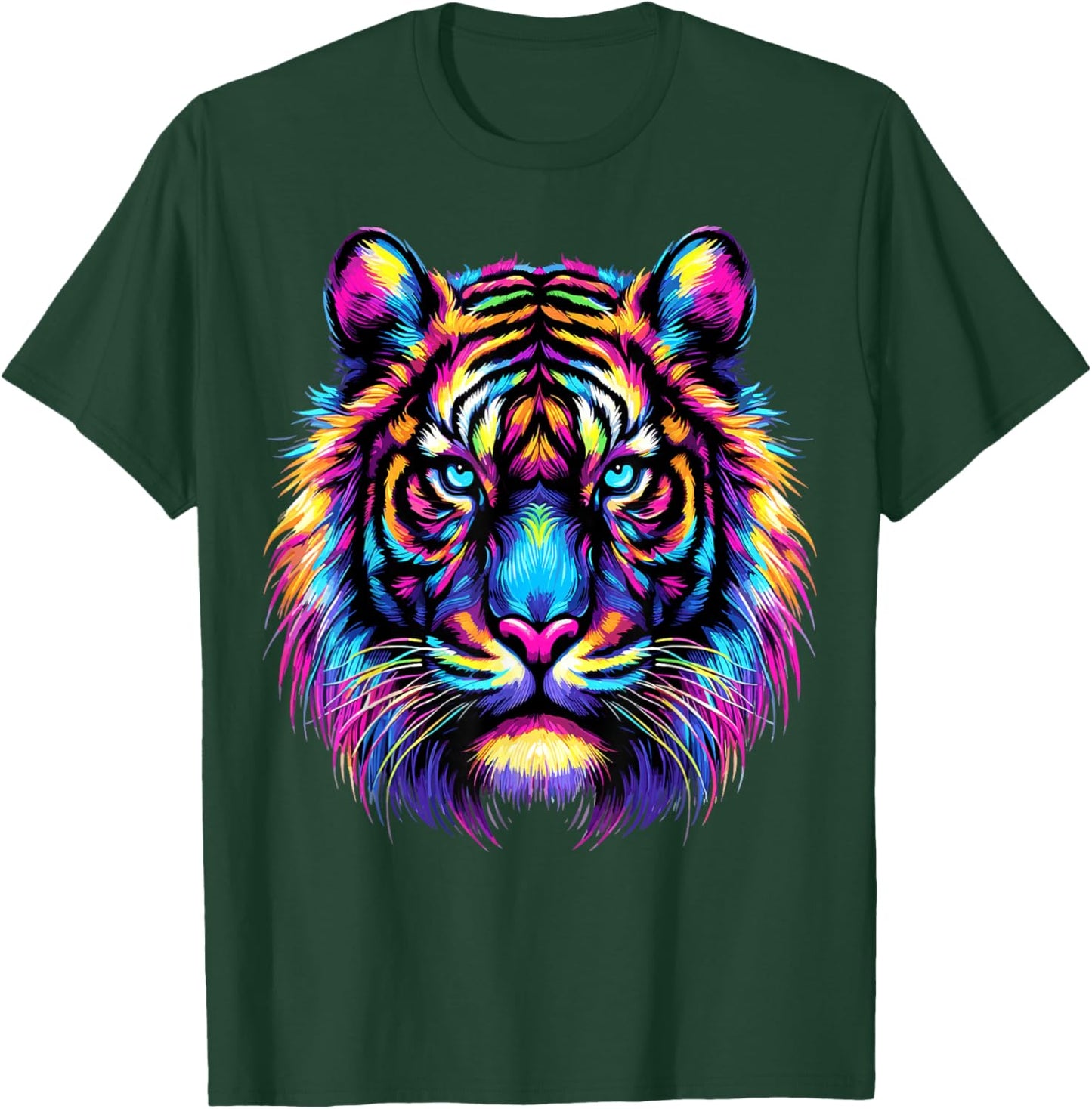 Colorful Tiger Head T-Shirt - T-Shirt | Forest