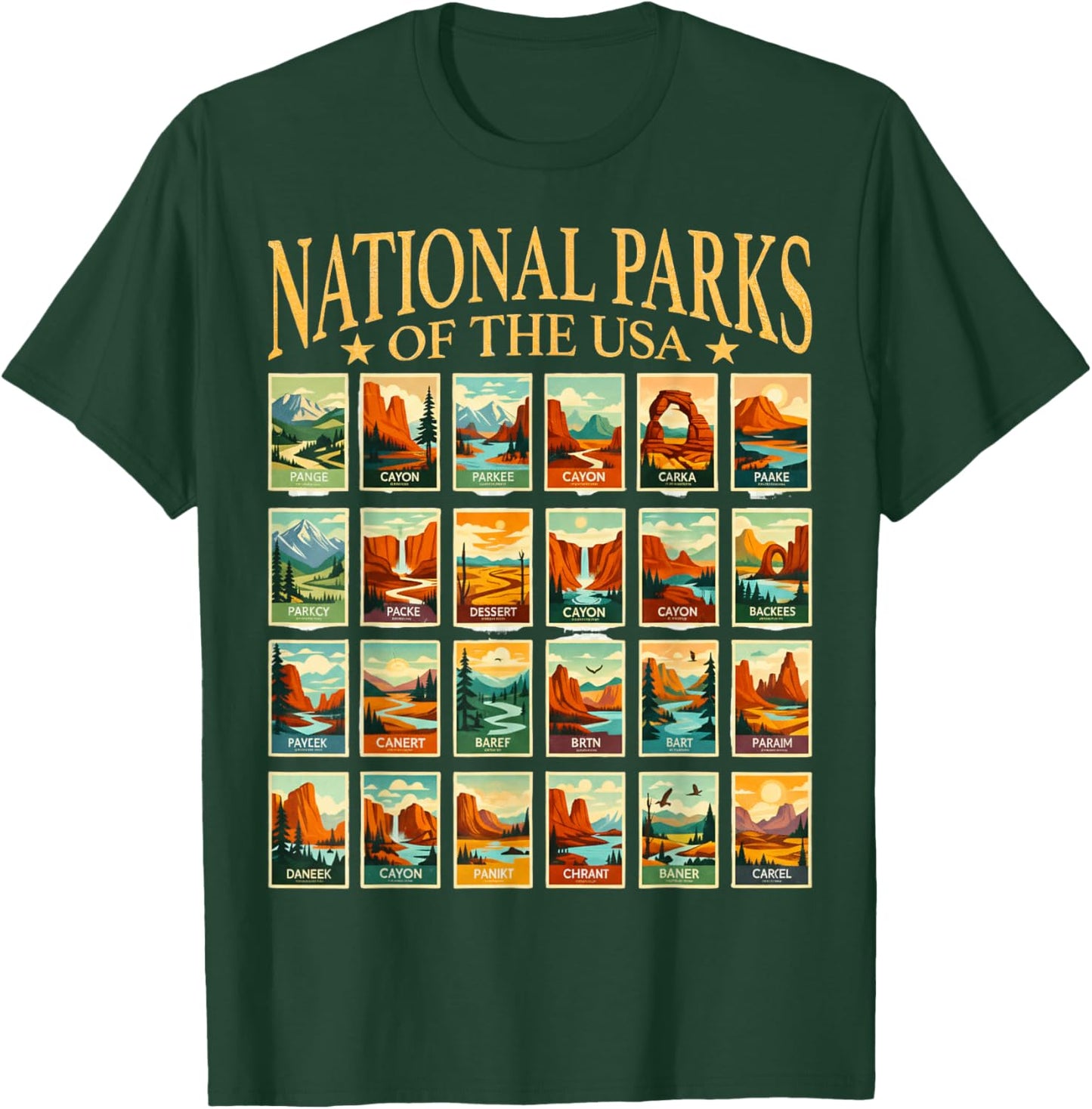 American National Park USA List of National Park Checklist T-Shirt - T-Shirt | Forest