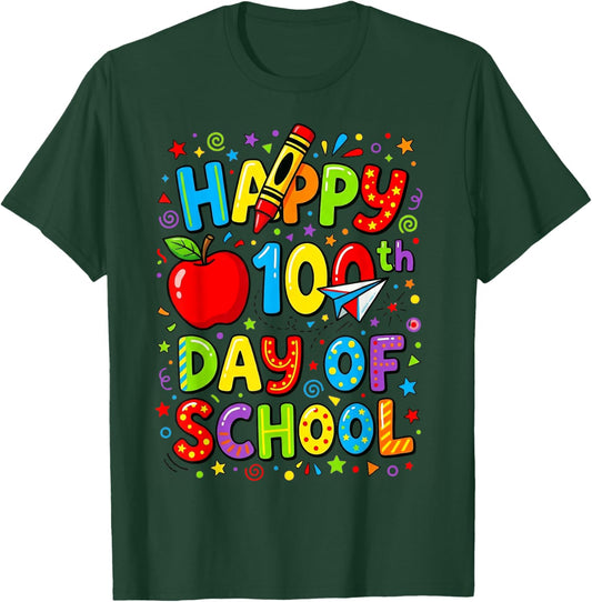 Happy 100th Day of School Cute for Kids Students Teachers T-Shirt - T-Shirt | Forest