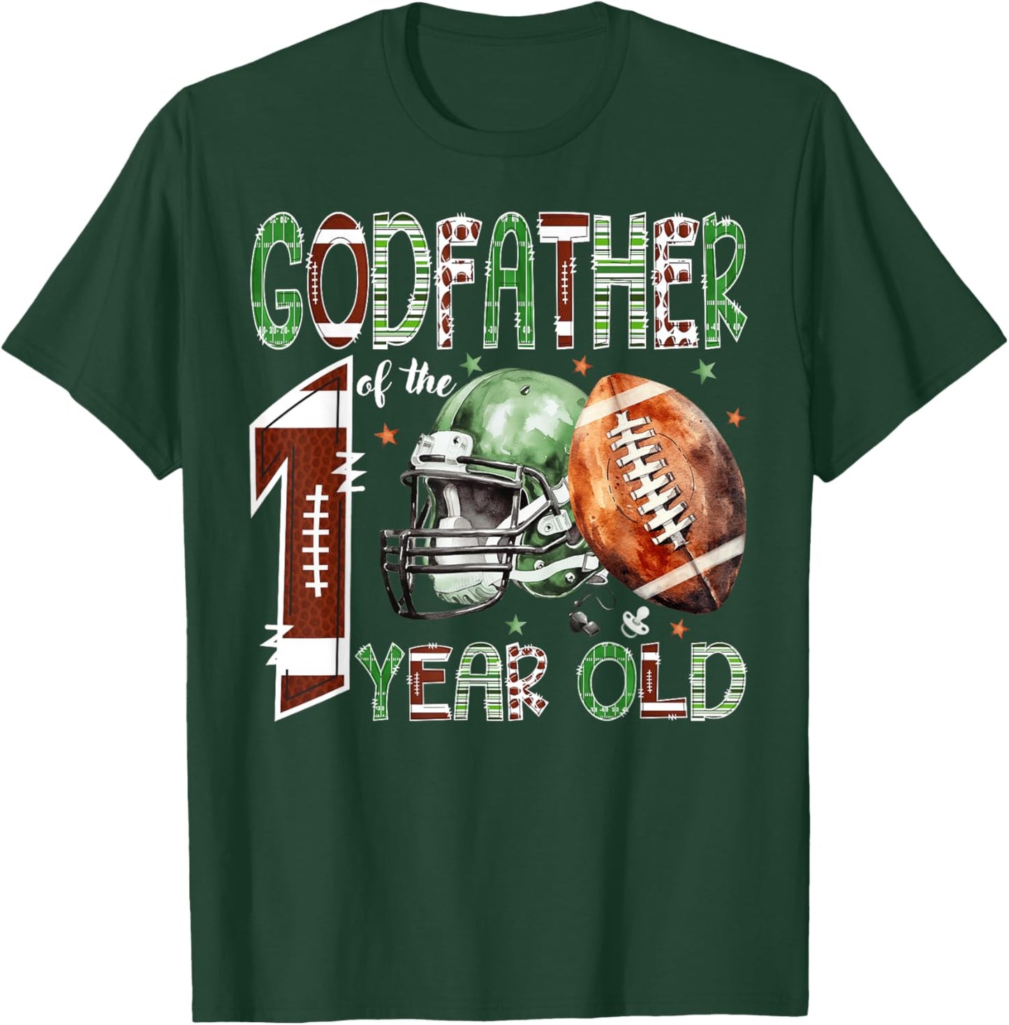 Godfather of The 1 Year Old Football Lover 1st Birthday Boy T-Shirt - T-Shirt | Forest