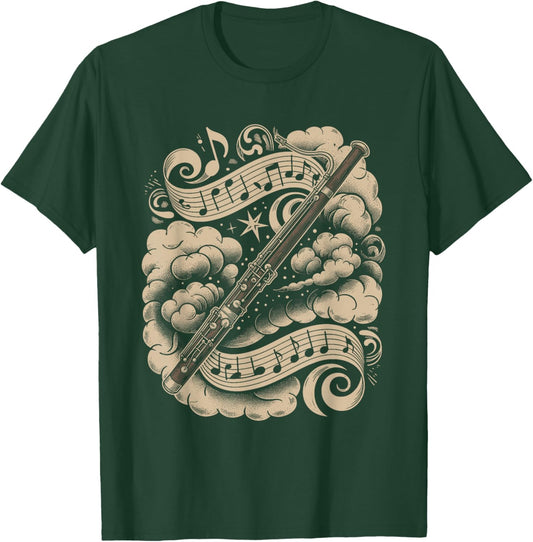 Bassoon Musical Notes Classical Orchestra Fantasy T-Shirt - T-Shirt | Forest