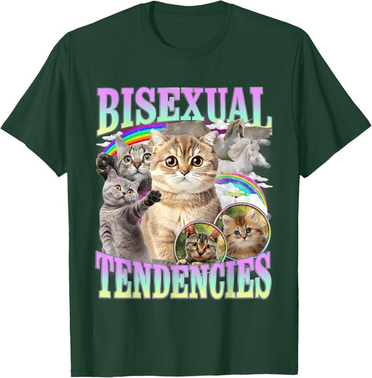 Bisexual Tendencies Funny Cat Meme Inappropriate LGBTQ T-Shirt - T-Shirt | Forest