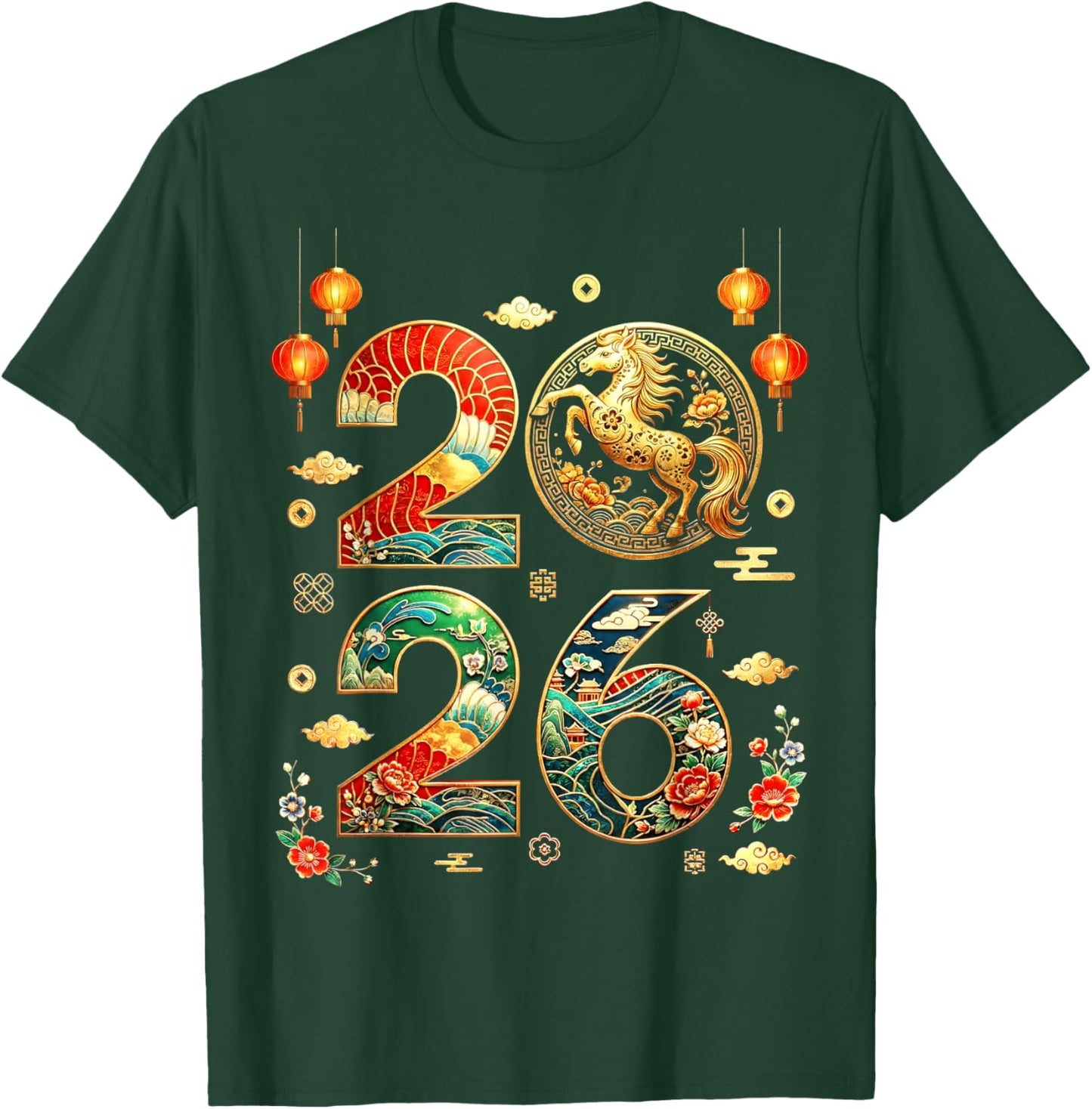 Year of The Horse 2026 Chinese New Year Lunar New Year Horse T-Shirt - T-Shirt | Forest