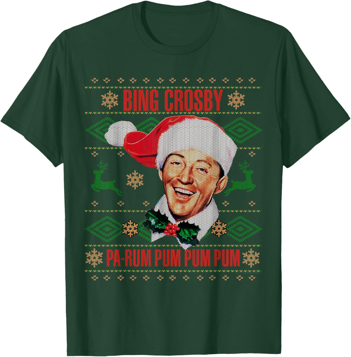 Official Bing Crosby Ugly Christmas Music T-Shirt - T-Shirt | Forest