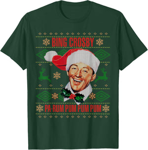 Official Bing Crosby Ugly Christmas Music T-Shirt - T-Shirt | Forest