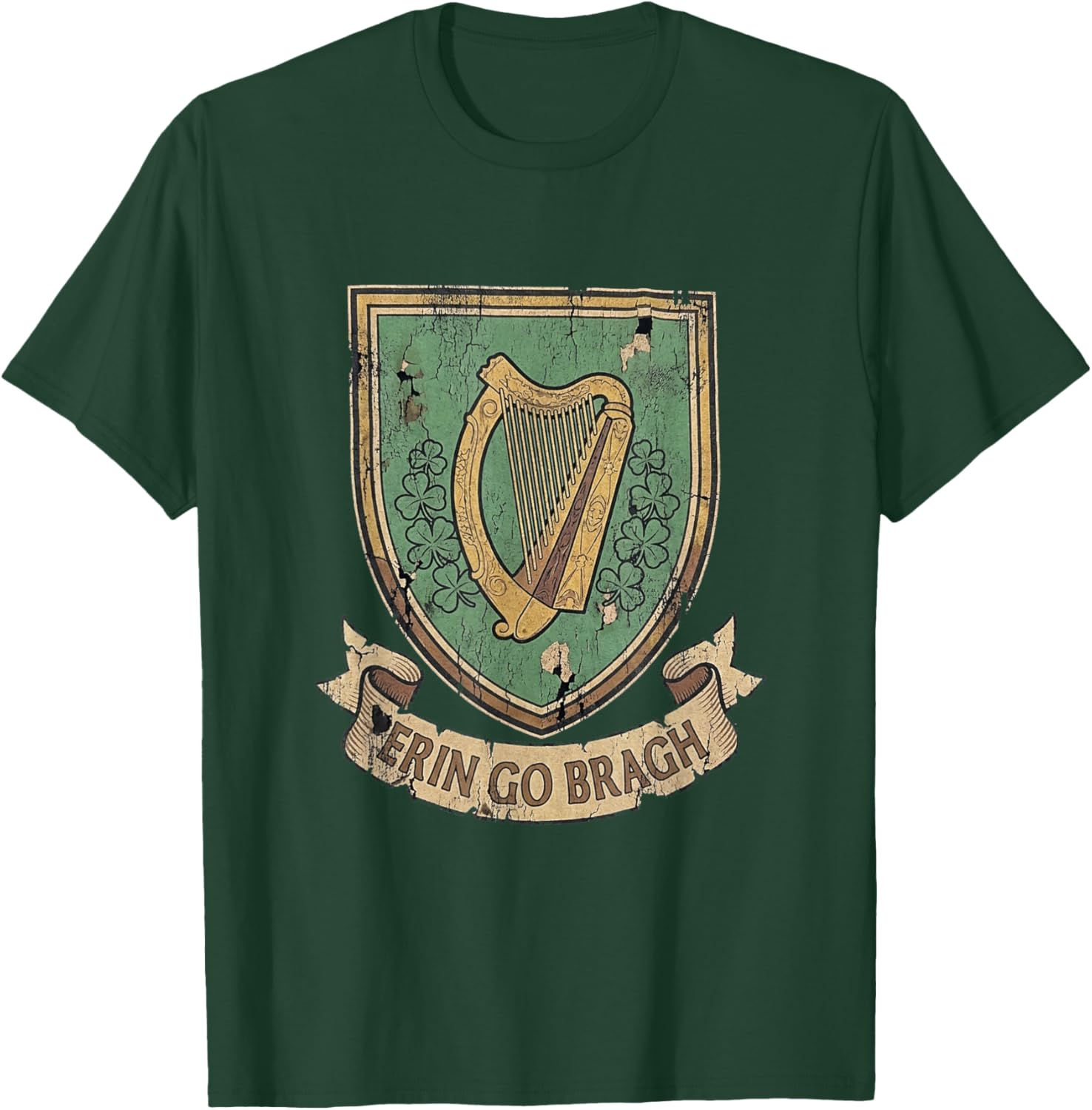 Erin Go Bragh Irish Crest Harp Shamrock Heritage Vintage T-Shirt - T-Shirt | Forest