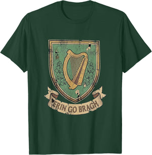 Erin Go Bragh Irish Crest Harp Shamrock Heritage Vintage T-Shirt - T-Shirt | Forest