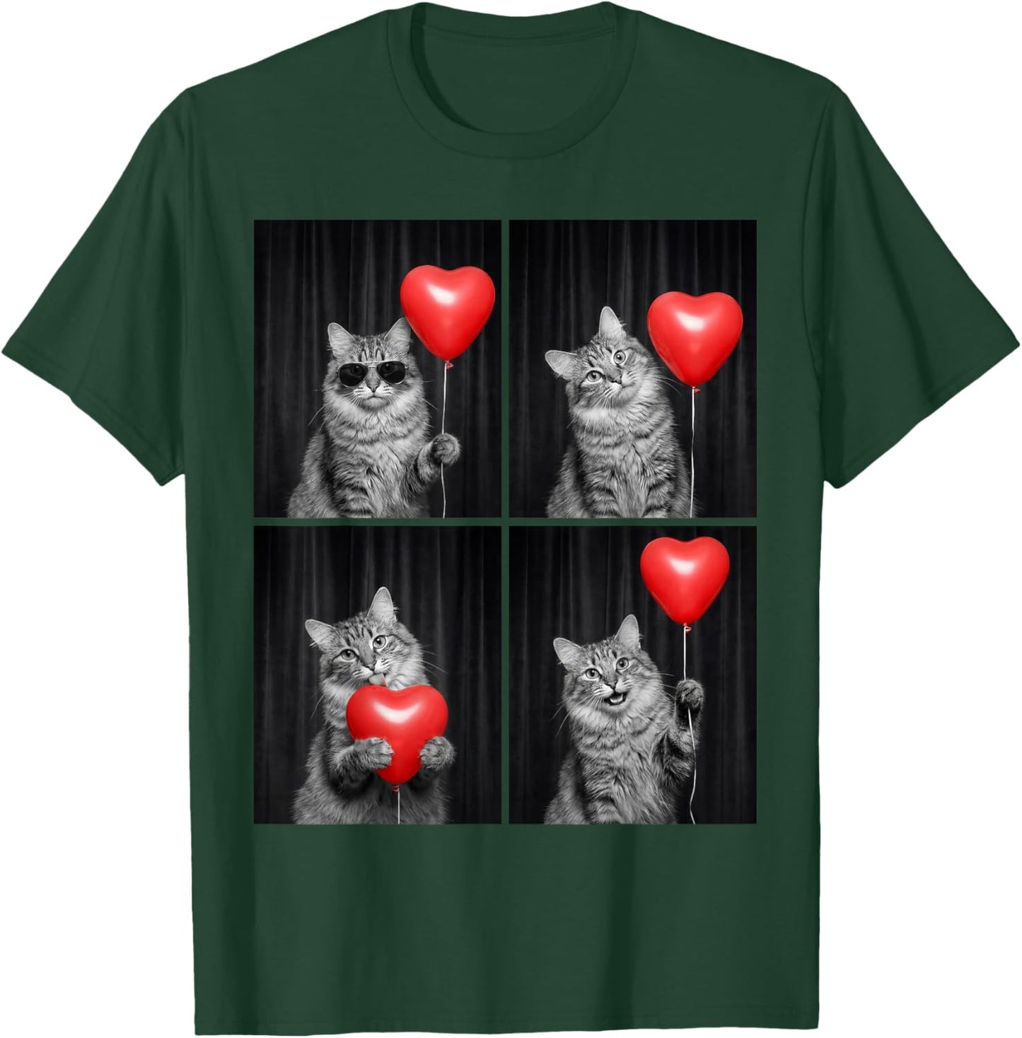 Funny Cat Photobooth Kitten Lover Design Valentines T-Shirt - T-Shirt | Forest