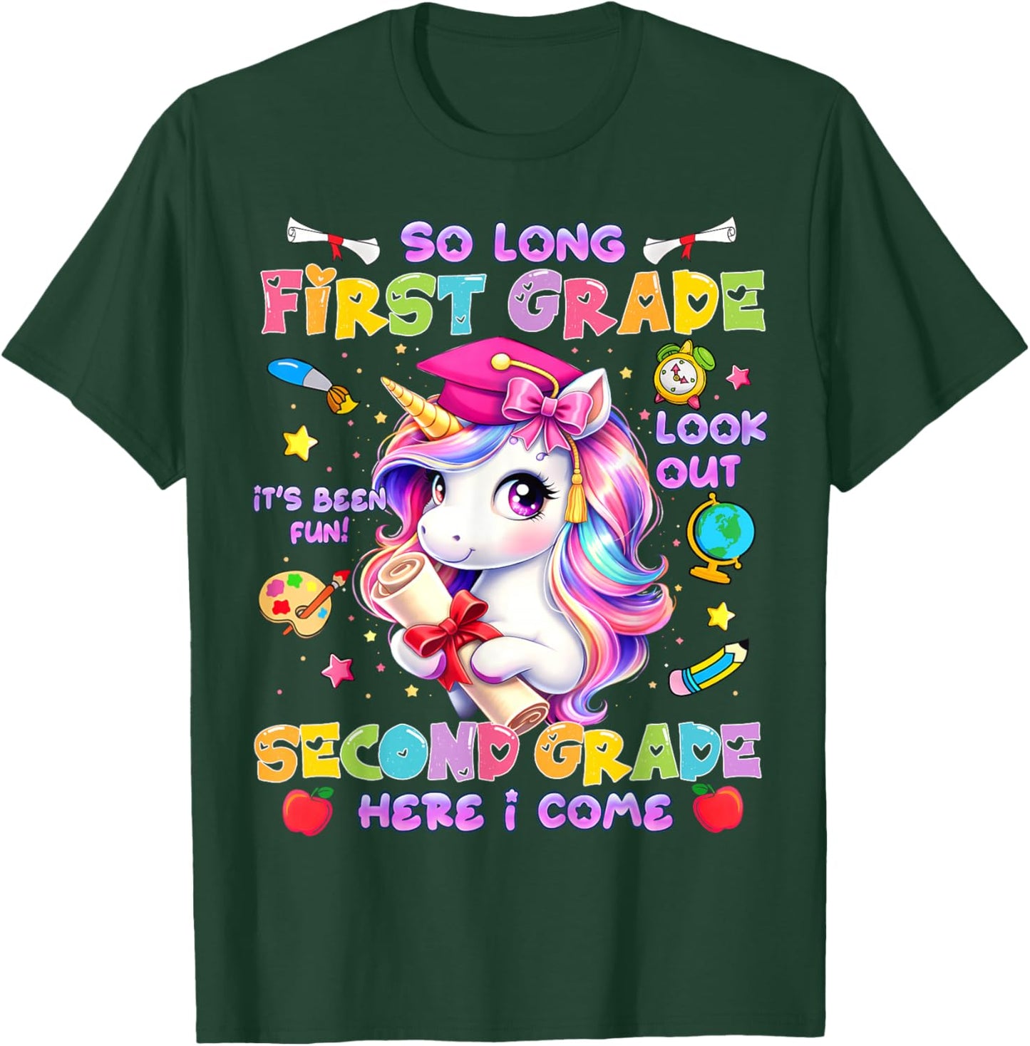 So Long 1st Grade Look Out 2nd Grade Unicorn Last Day School T-Shirt - T-Shirt | Forest