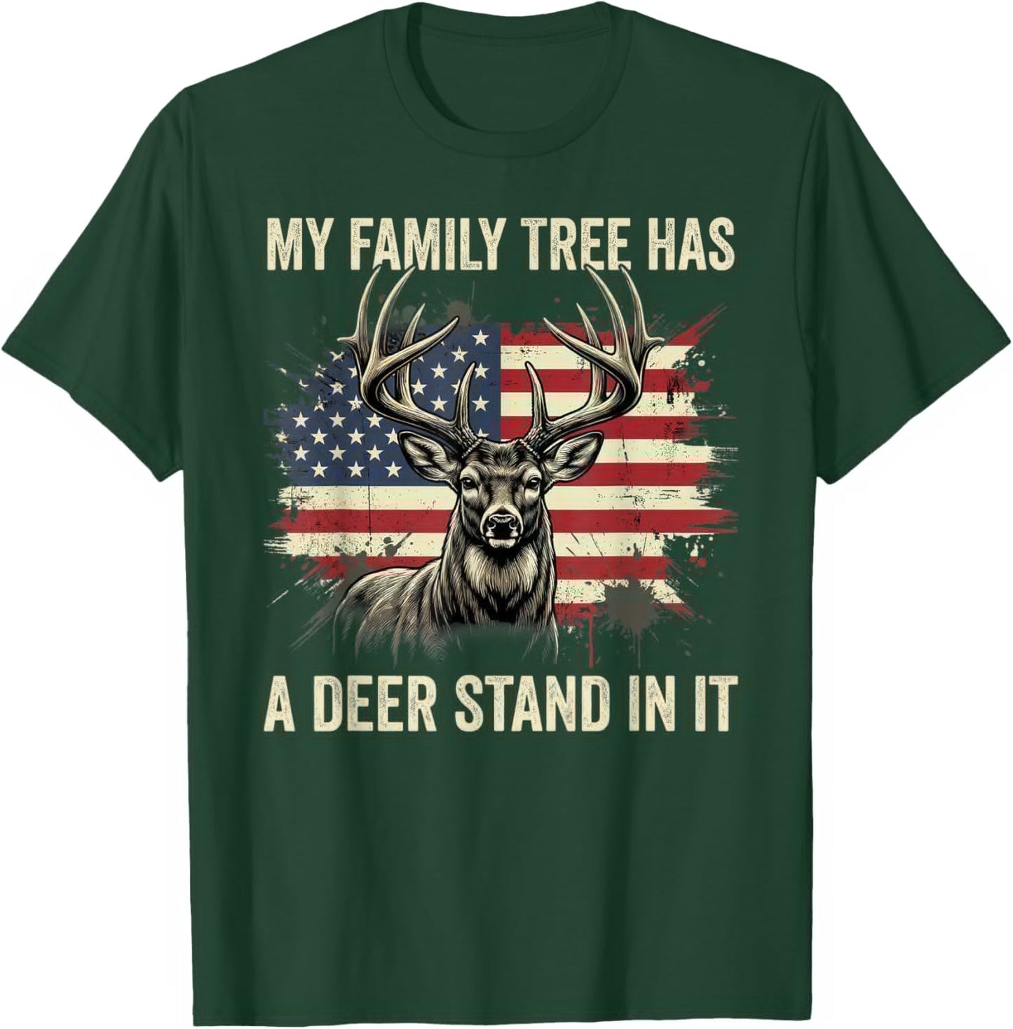 My Family Tree Has A Deer Stand in It Funny Hunting Colored T-Shirt - T-Shirt | Forest
