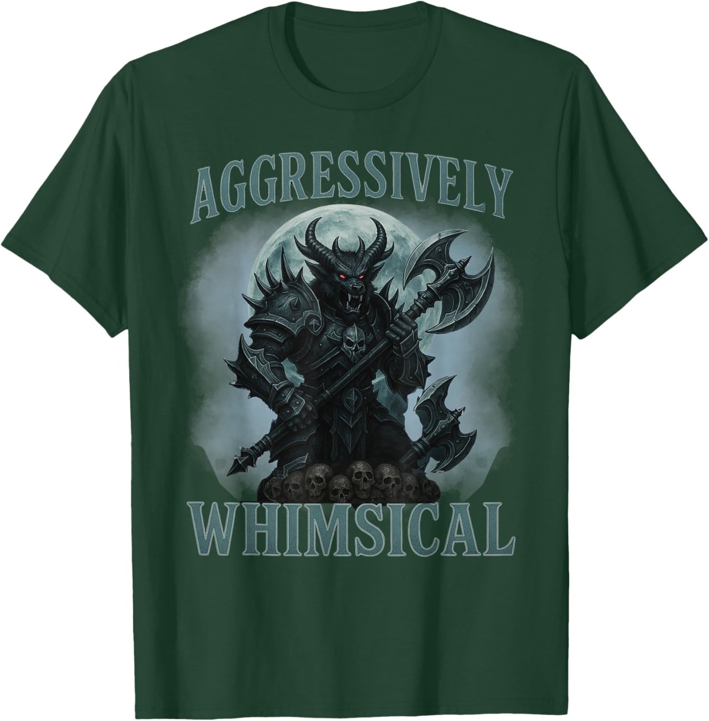 Aggressively Whimsical Dark Fantasy Warrior Battle Design T-Shirt - T-Shirt | Forest