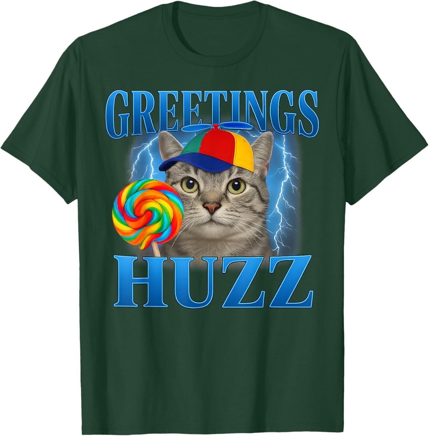 Greetings Huzz Funny Cat Meme Design Gifts Women Kid T-Shirt - T-Shirt | Forest