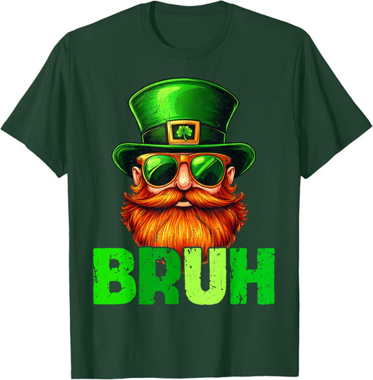 Retro Bruh Leprechaun Irish Shamrock St Patrick Men Women T-Shirt - T-Shirt | Forest