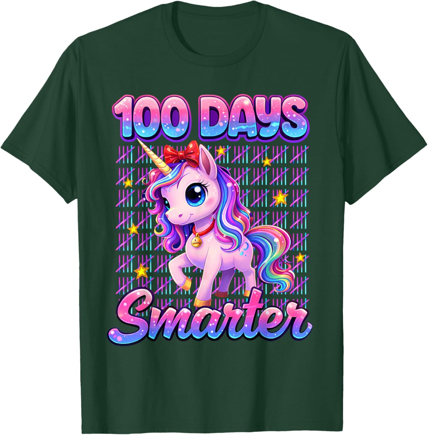 100 Days Smarter Unicorn Magical 100 Days of School Girl Kid T-Shirt - T-Shirt | Forest