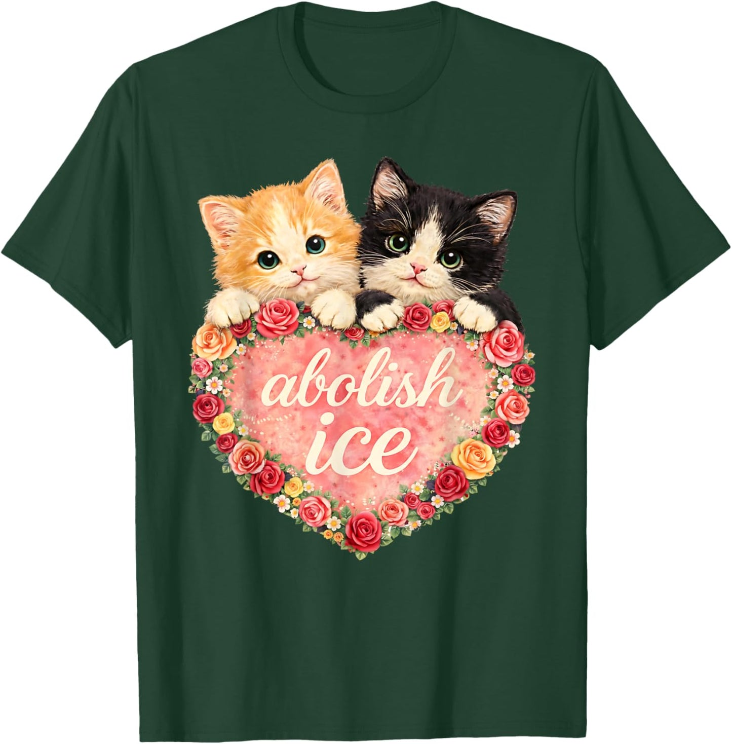 Abolish ICE Cute Cat Valentine T-Shirt - T-Shirt | Forest