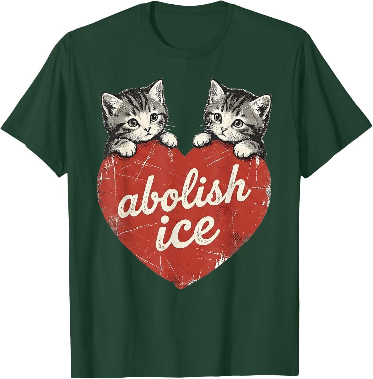 Cute Cat Valentine Abolish Ice Political Protest T-Shirt - T-Shirt | Forest