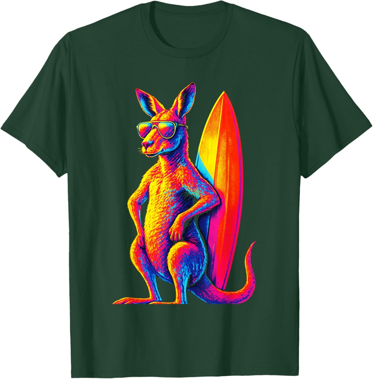 Kangaroo - Surfing Australia Animal Art T-Shirt - T-Shirt | Forest
