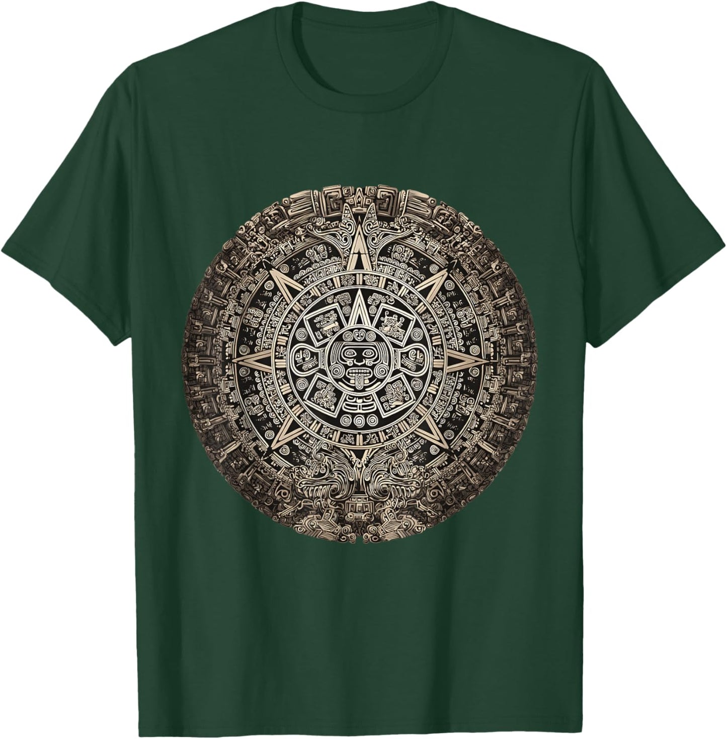 Ancient Mayan Calendar Maya Aztec Mexican Sun Stone Azteca T-Shirt - T-Shirt | Forest