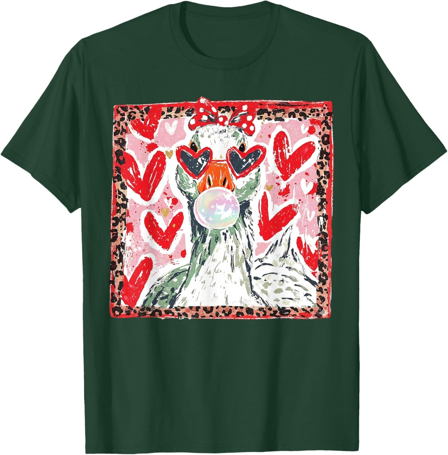 Cute Goose Valentine Bubble Gum Love T-Shirt - T-Shirt | Forest