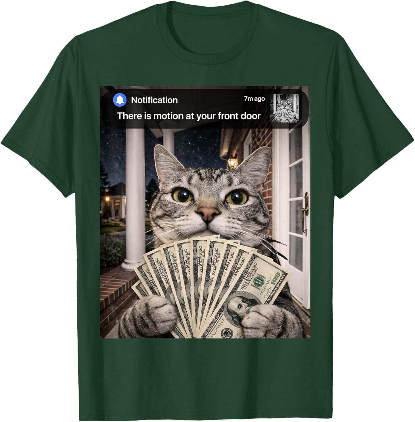There is Motion at Your Front Door Funny Cat Motion Meme T-Shirt - T-Shirt | Forest