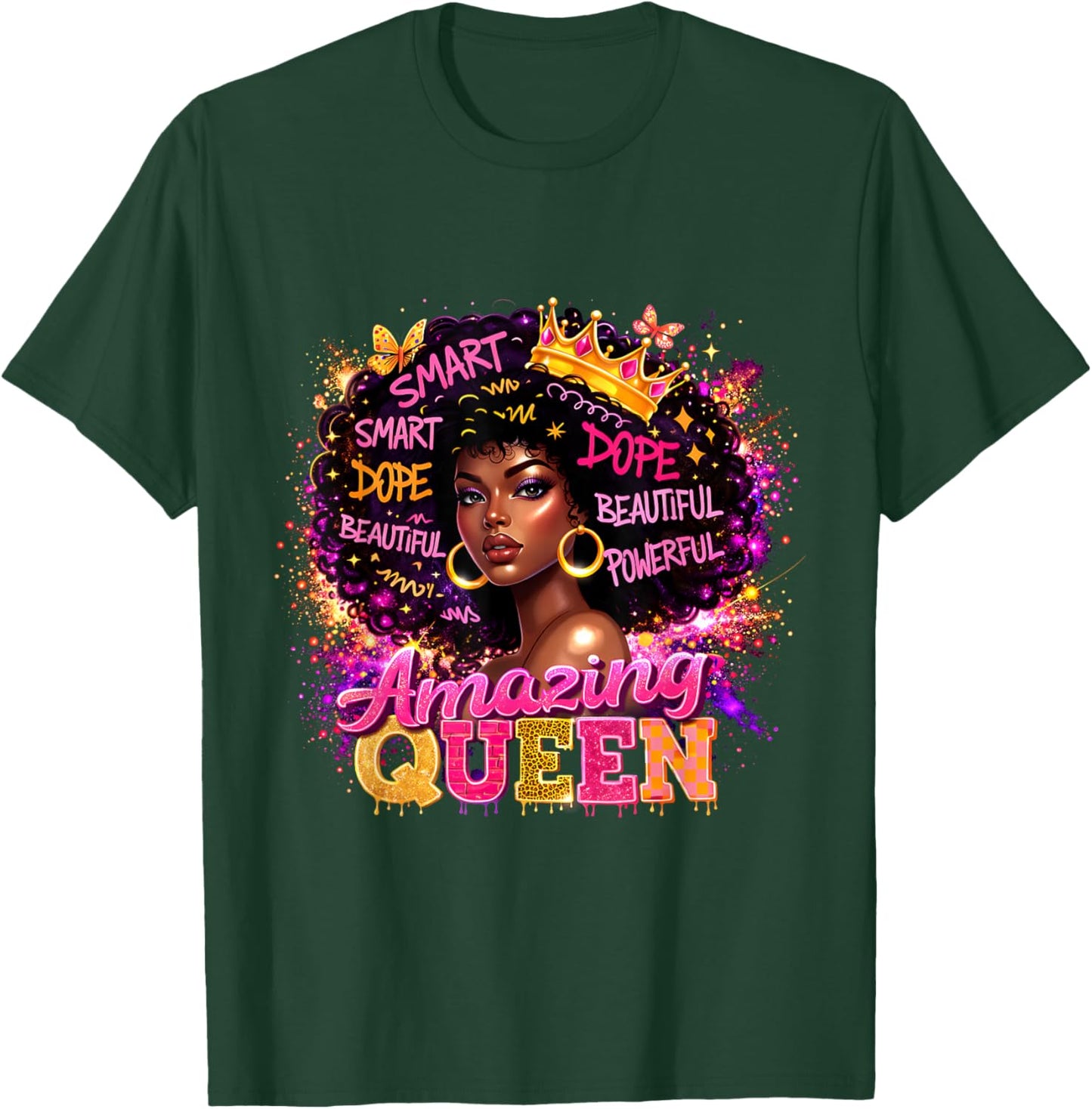 Afro Girl Black Women African Melanin Dope Queen T-Shirt - T-Shirt | Forest