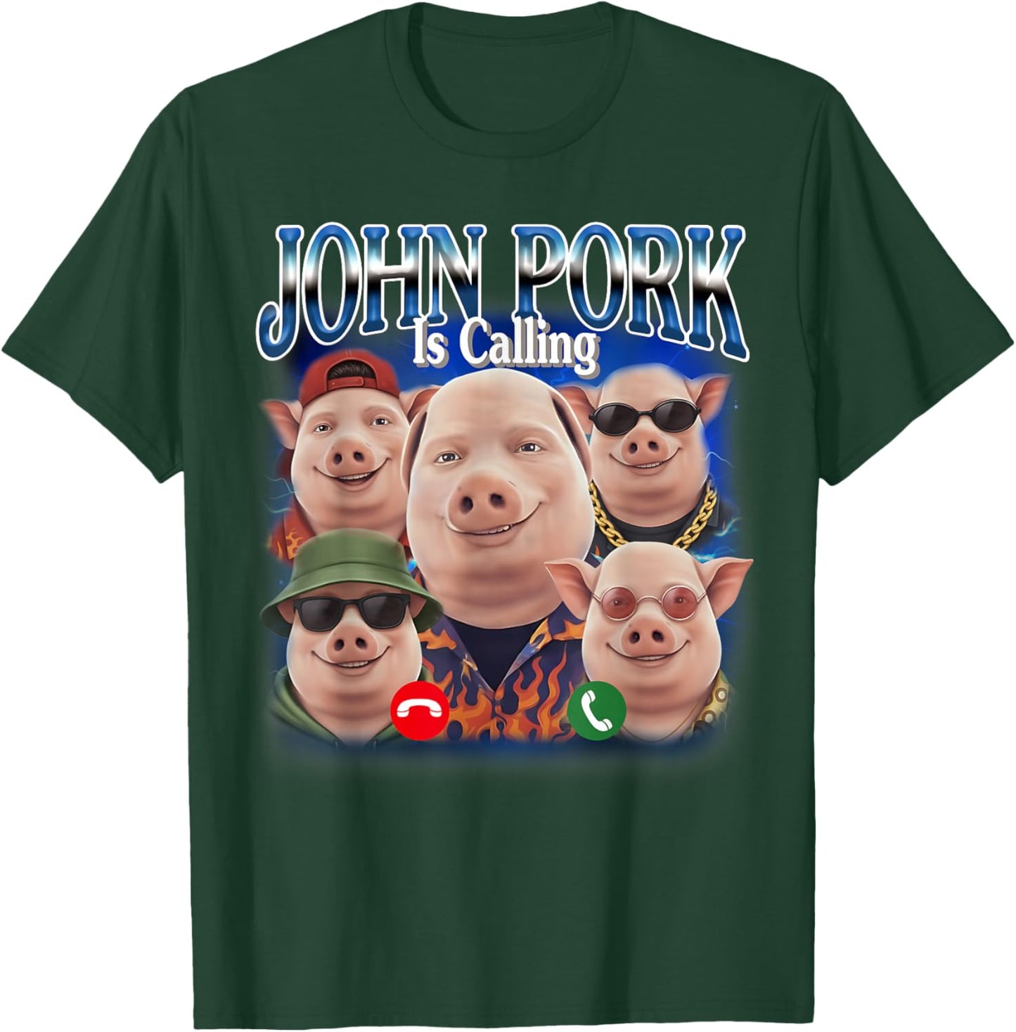 Funny John Pork is Calling John Pork Meme Bootleg T-Shirt - T-Shirt | Forest